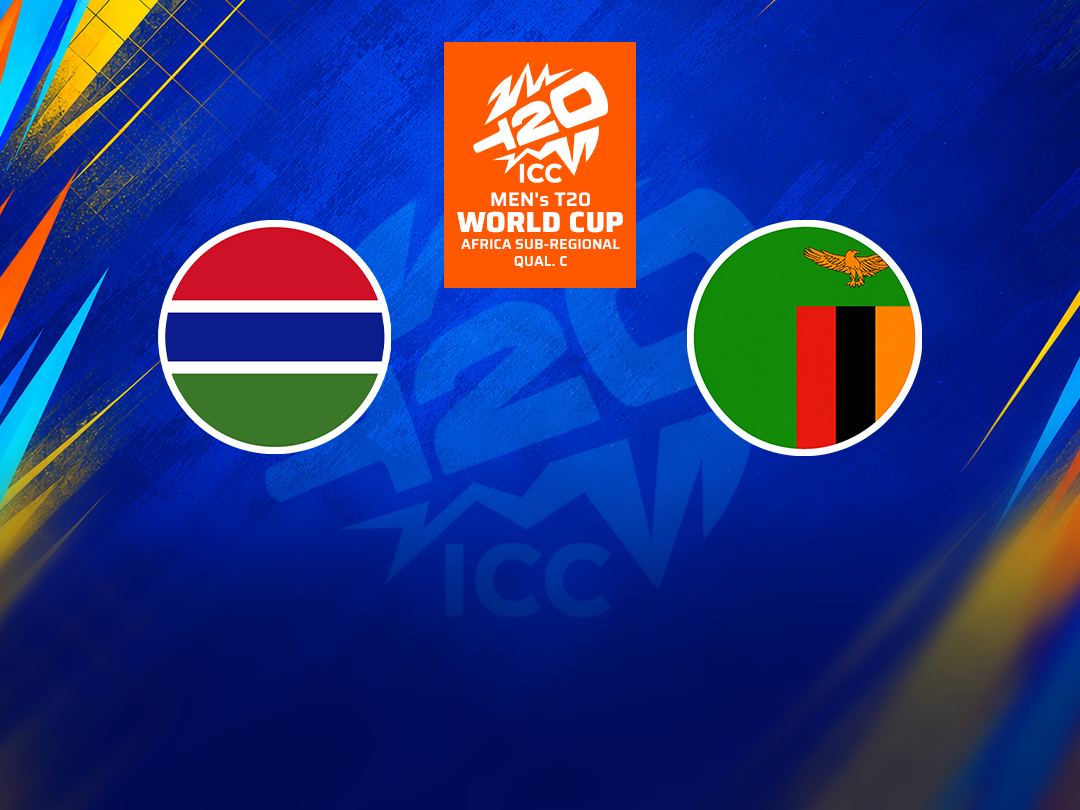Match 11 of icc men's t20 wc africa sub-regional qualifier c, 2026: gambia vs zambia banner