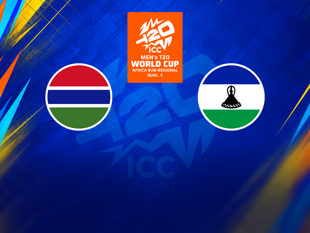 Match 13 of icc men's t20 wc africa sub-regional qualifier c, 2026: gambia vs lesotho banner