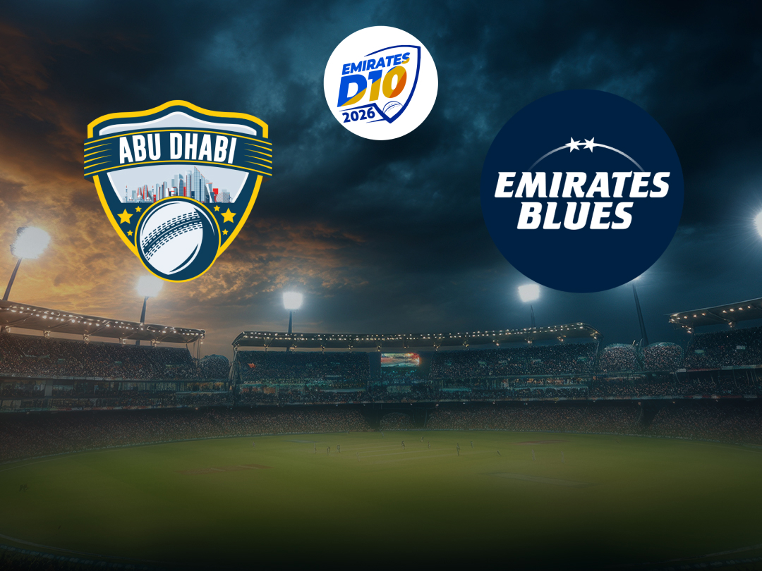 Match 6 of emirates d10, 2026: abu dhabi vs emirates blues banner