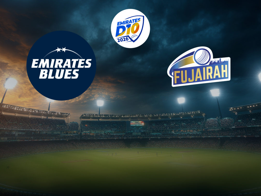 Match 9 of emirates d10, 2026: emirates blues vs fujairah banner