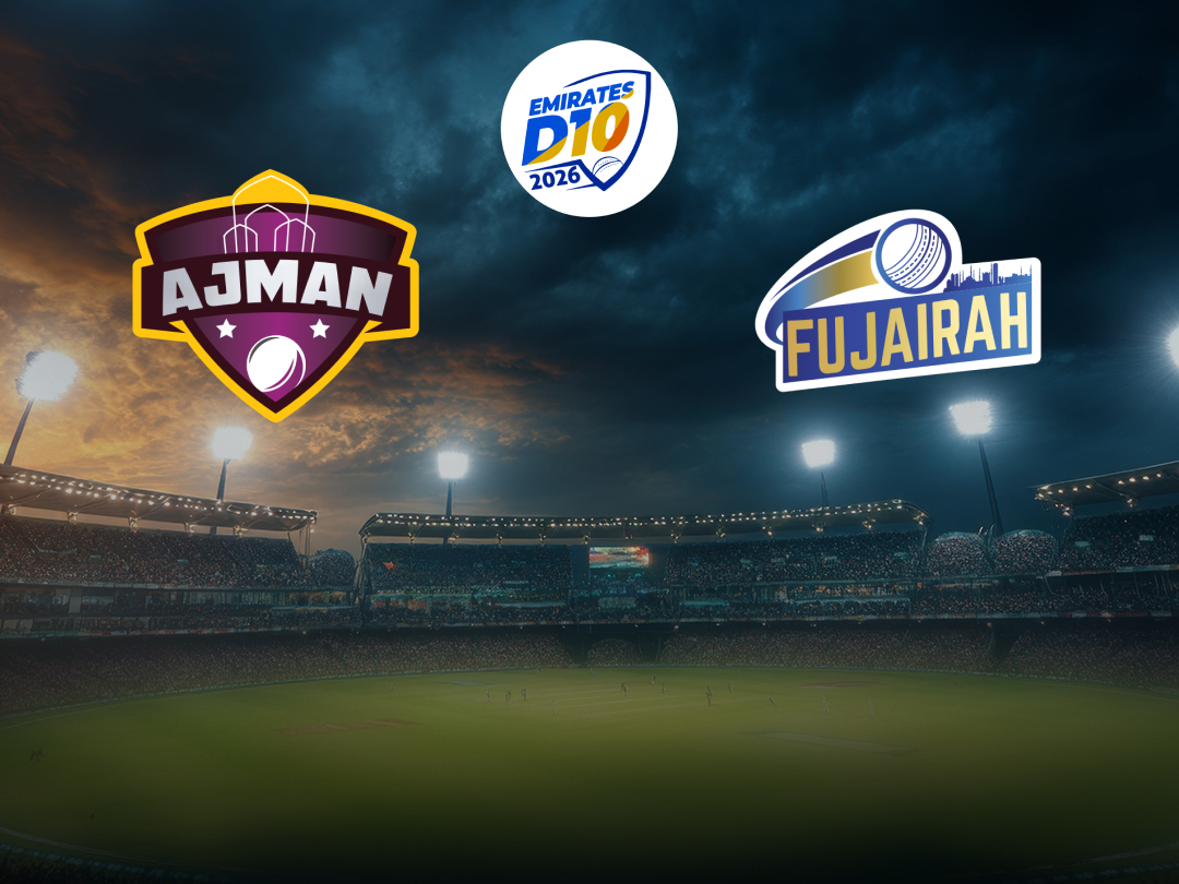 Match 28 of emirates d10, 2026: ajman vs fujairah banner