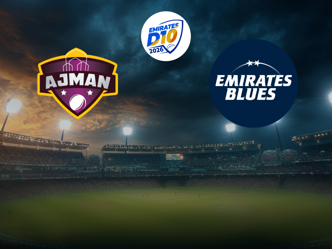 Match 36 of emirates d10, 2026: ajman vs emirates blues banner