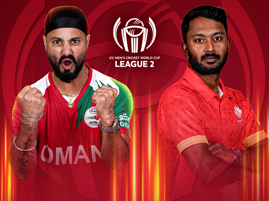 Match 137 of icc cwc league 2 oman, 2026: oman vs canada banner
