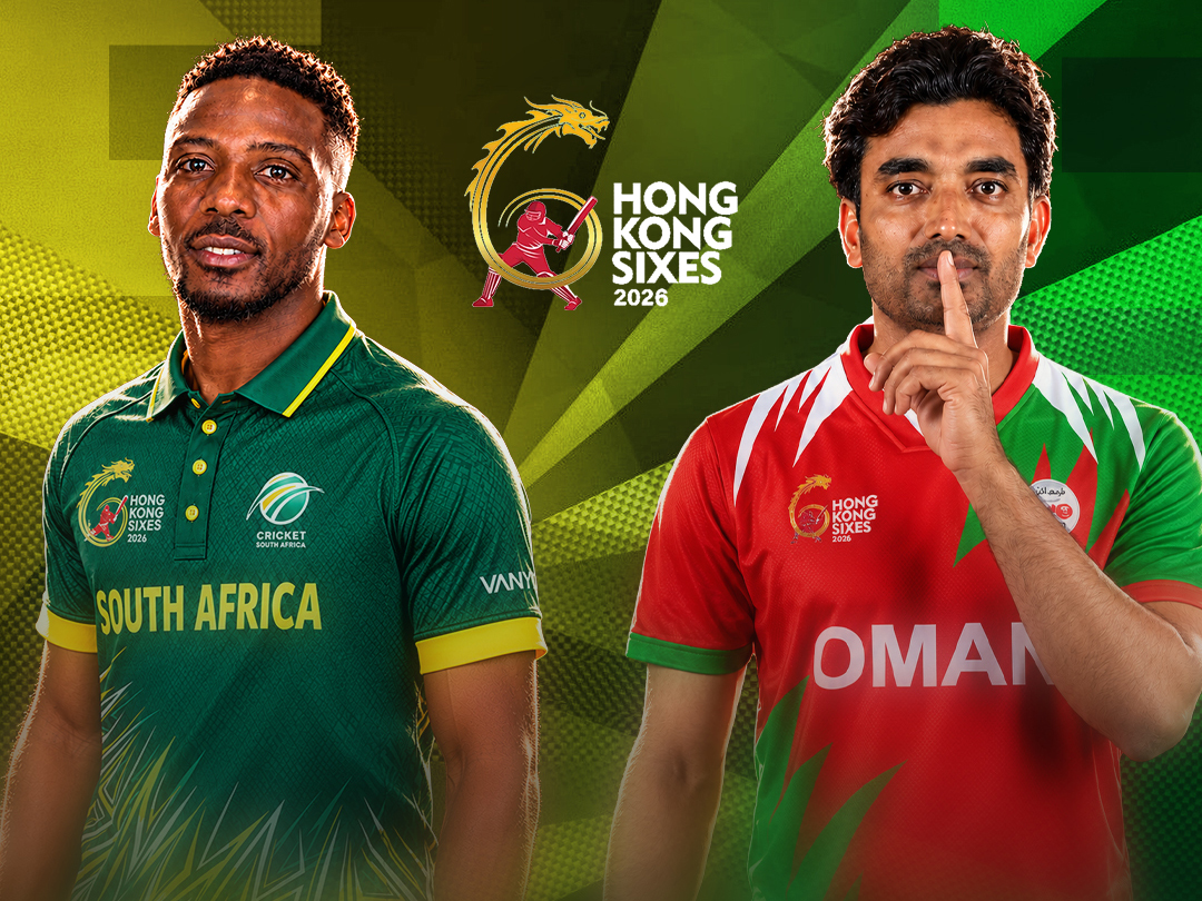 Match 4 of hong kong sixes, 2026: south africa vs oman banner
