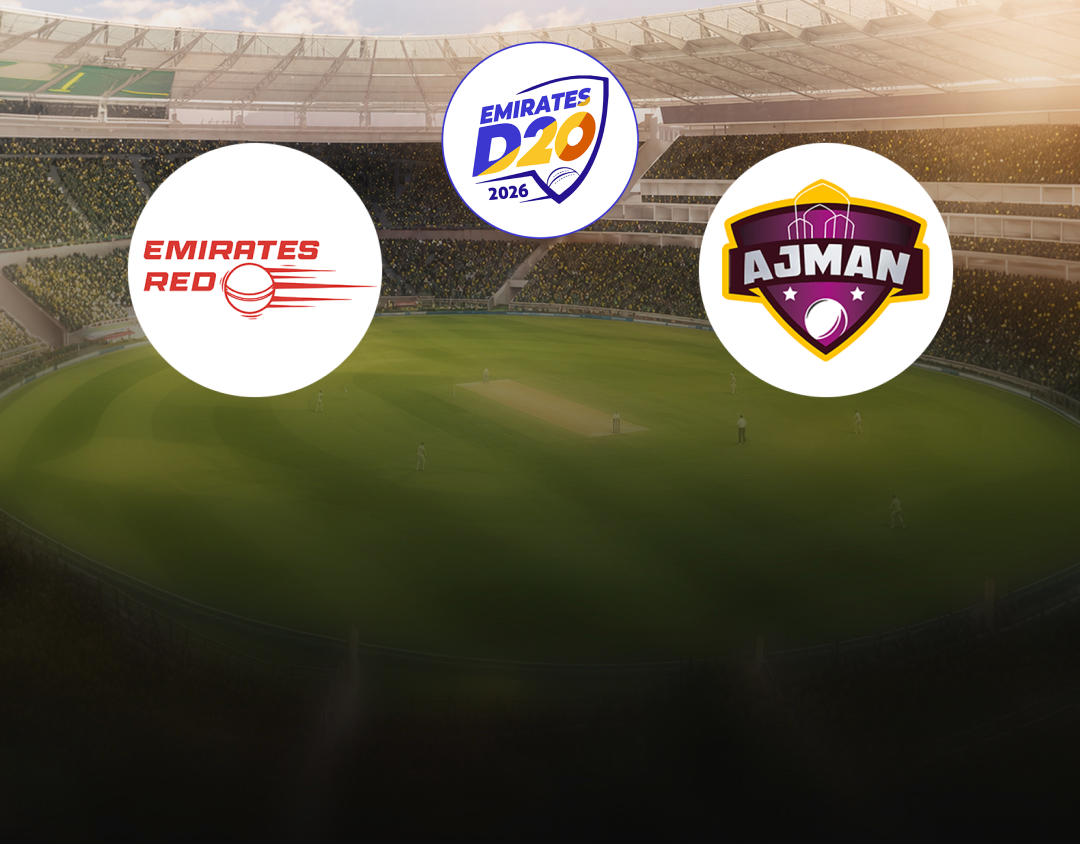 Match 12 of emirates d20, 2026: emirates red vs ajman banner