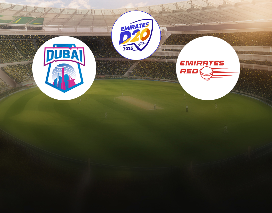 Match 20 of emirates d20, 2026: dubai vs emirates red banner