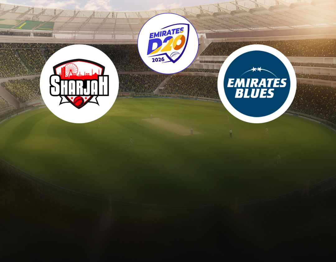 Match 24 of emirates d20, 2026: sharjah vs emirates blues banner