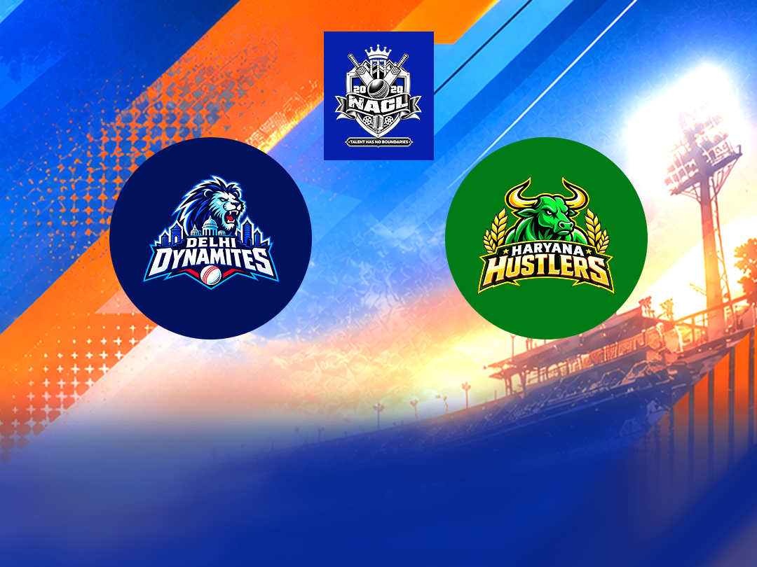 Match 1 of northern artist champions league 2026: delhi dynamites vs haryana hustlers banner