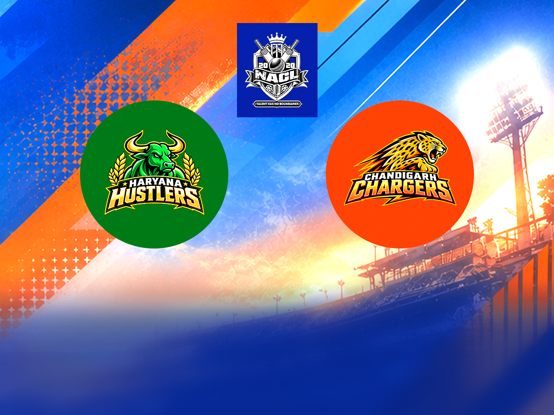 Match 5 of northern artist champions league 2026: haryana hustlers vs chandigarh chargers banner