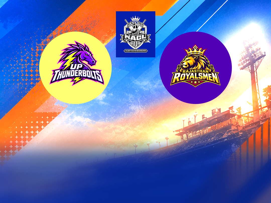 Match 6 of northern artist champions league 2026: up thunderbolts vs rajasthan royalsmen banner