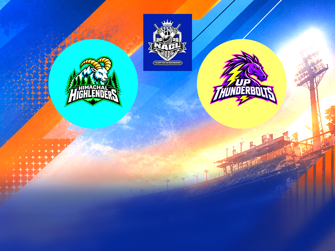 Match 7 of northern artist champions league 2026: himachal highlenders vs up thunderbolts banner