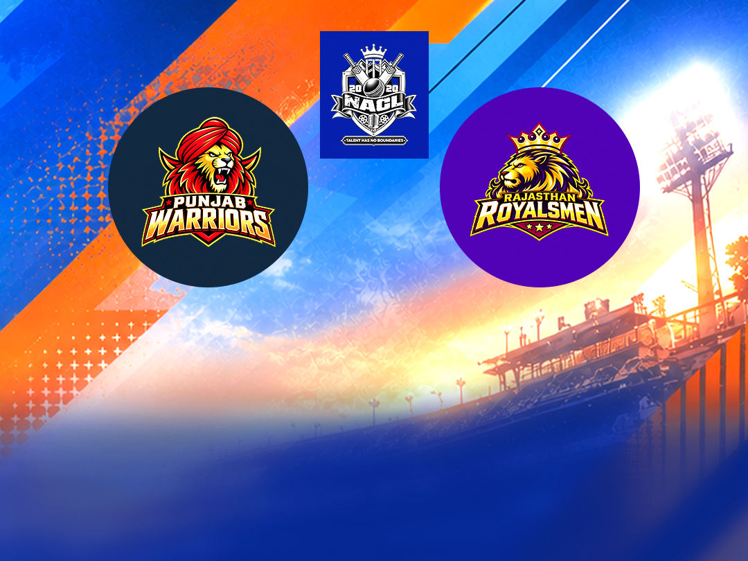 Match 8 of northern artist champions league 2026: punjab warriors vs rajasthan royalsmen banner