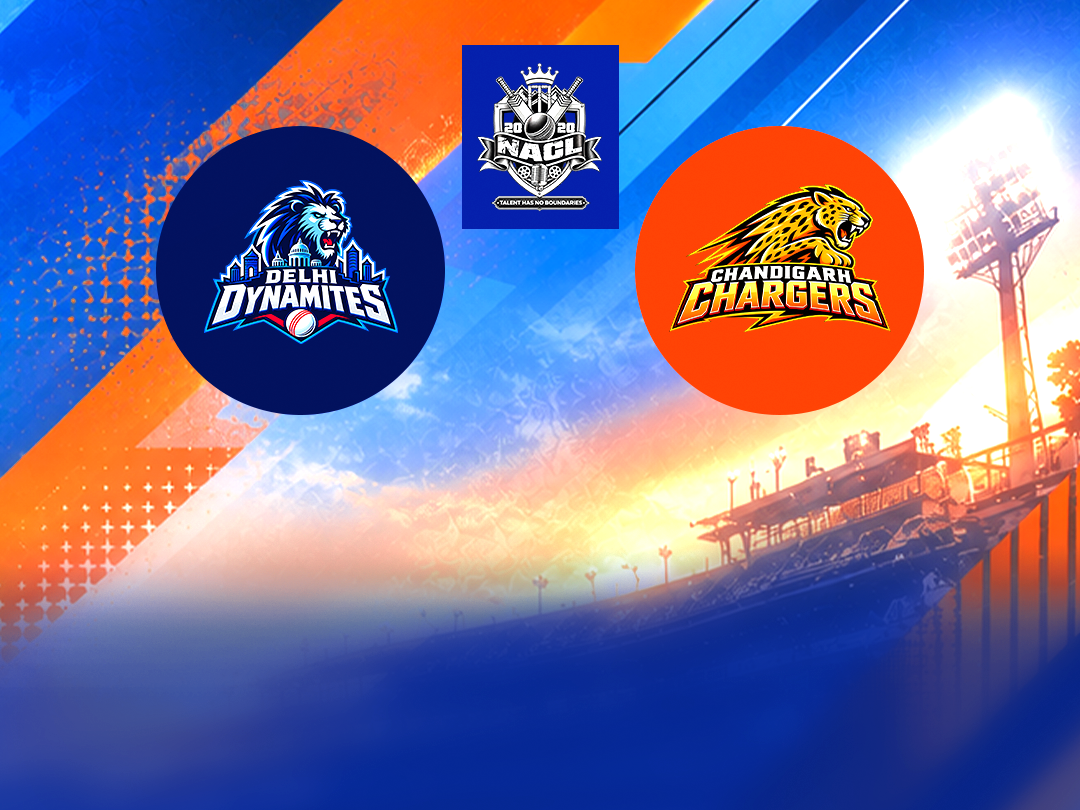 Match 9 of northern artist champions league 2026: delhi dynamites vs chandigarh chargers banner
