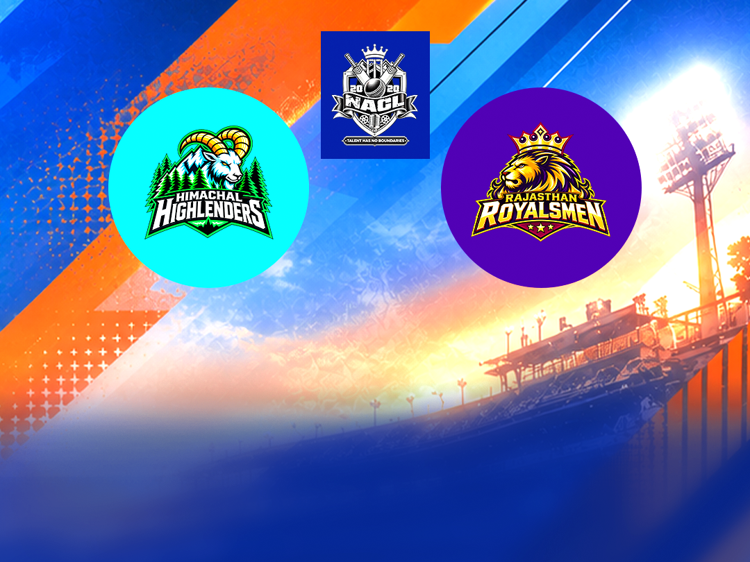 Match 10 of northern artist champions league 2026: himachal highlenders vs rajasthan royalsmen banner