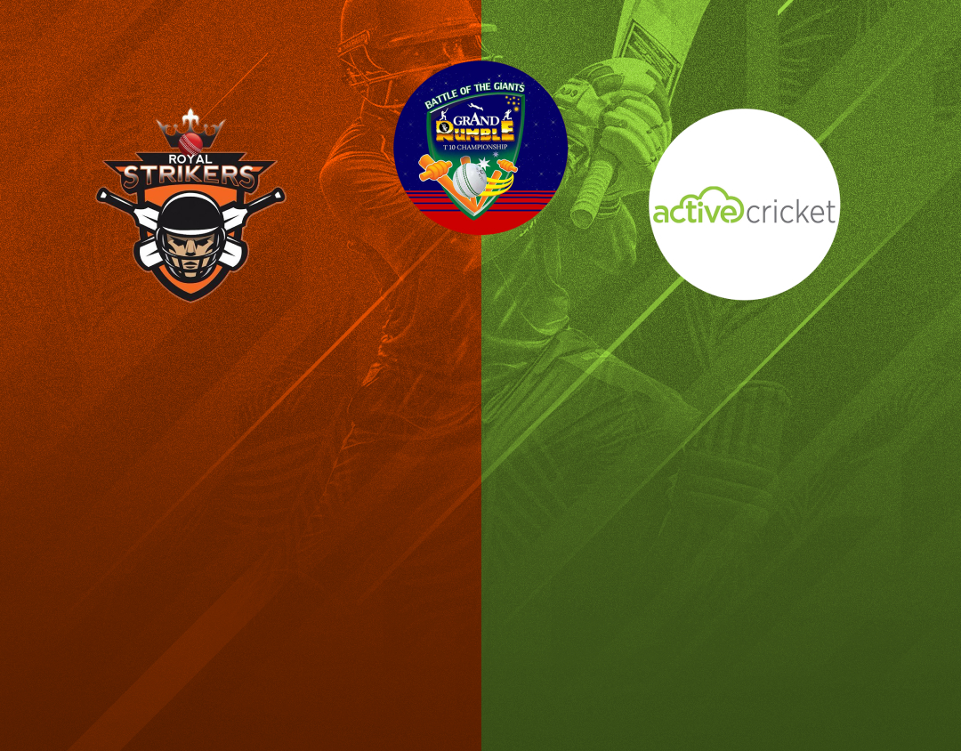 Match 4 of grand rumble t10 championship season 2: royal strikers cc vs active cc banner