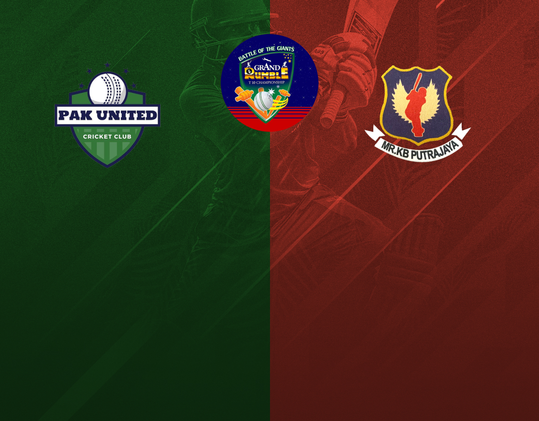 Match 12 of grand rumble t10 championship season 2: pak united cc vs mr kb putrajaya cc banner