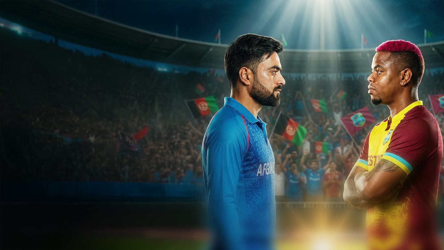 Afghanistan vs west indies 2026 cricket banner