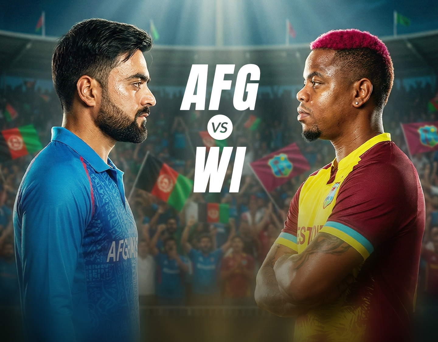 1st t20i of afghanistan vs west indies 2026: afghanistan vs west indies banner