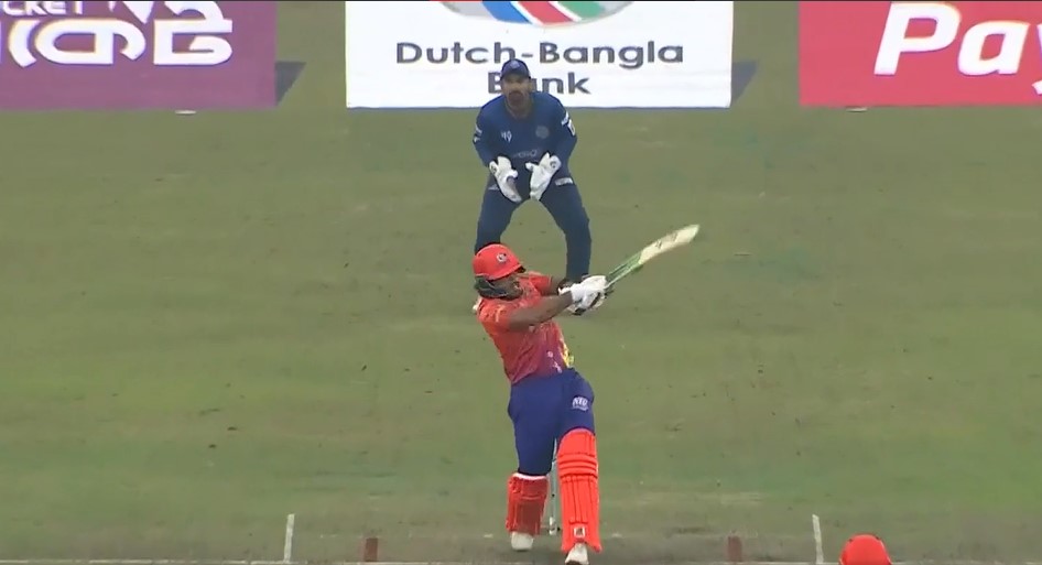 Fifty and flying! Anamul Haque celebrates with a six!