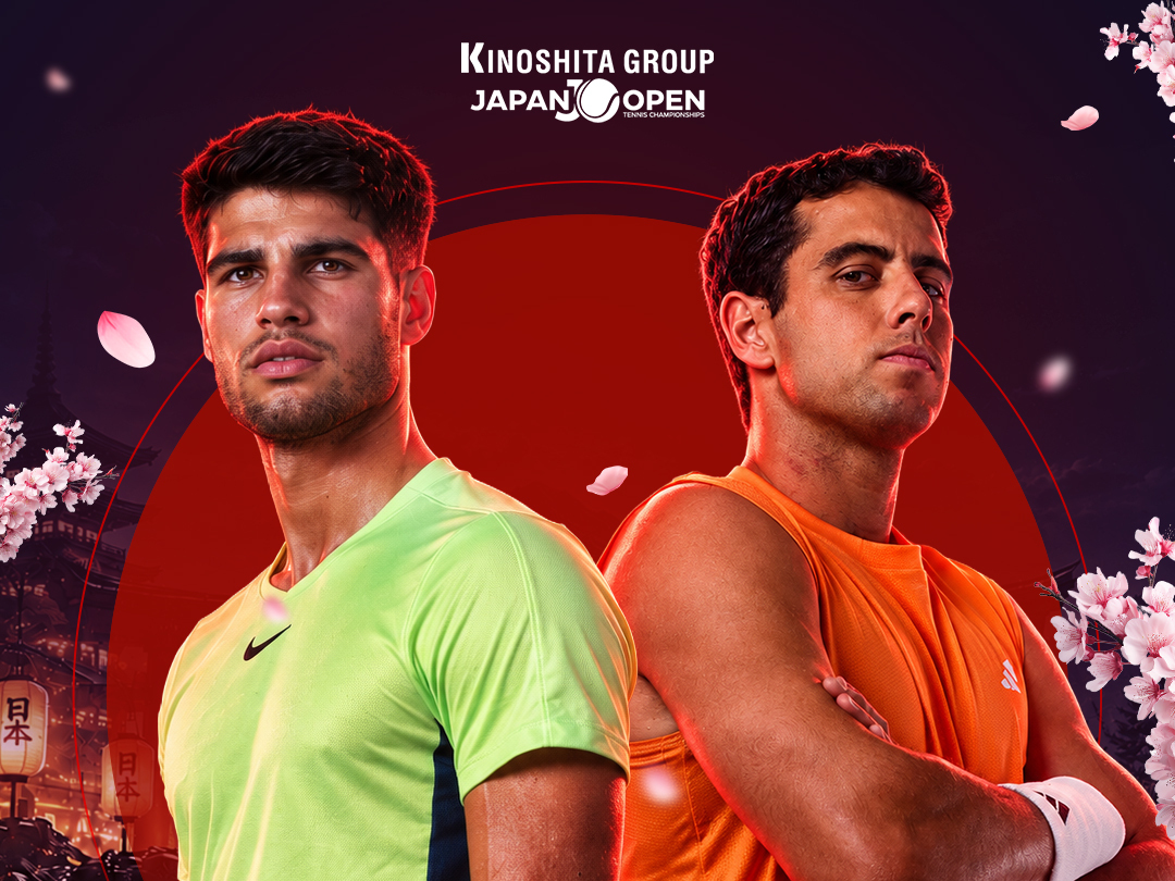 Alcaraz vs munar of atp 500 - kinoshita group japan open 2026 banner