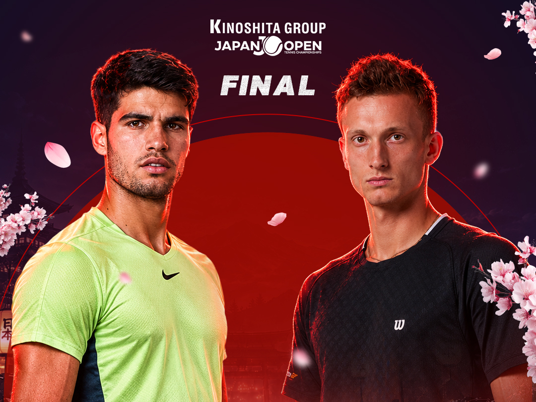 Alcaraz vs lehecka of atp 500 - kinoshita group japan open 2026 banner