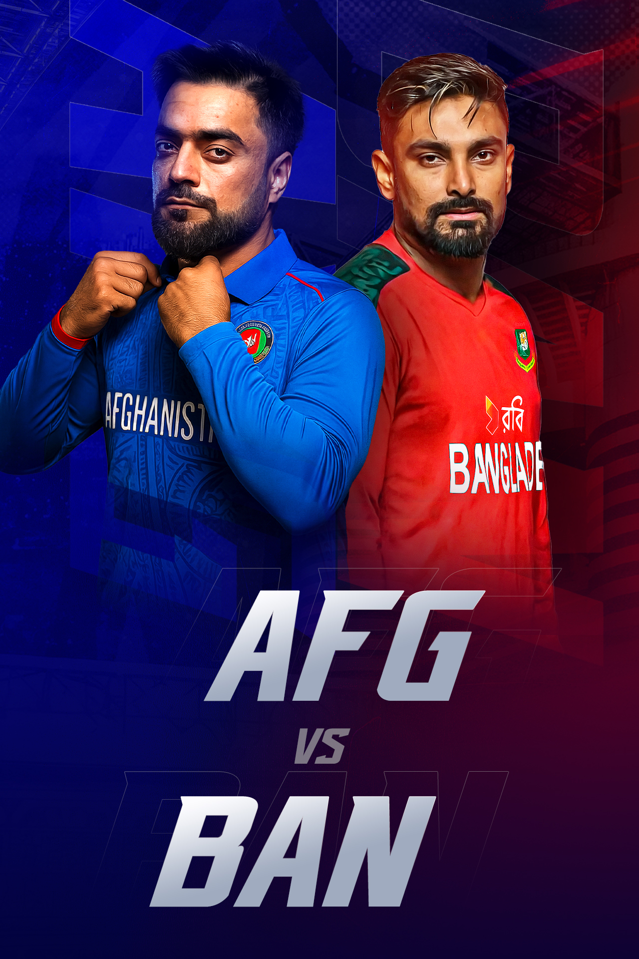 Afghanistan and bangladesh tour in uae, 2025 cricket vertical banner