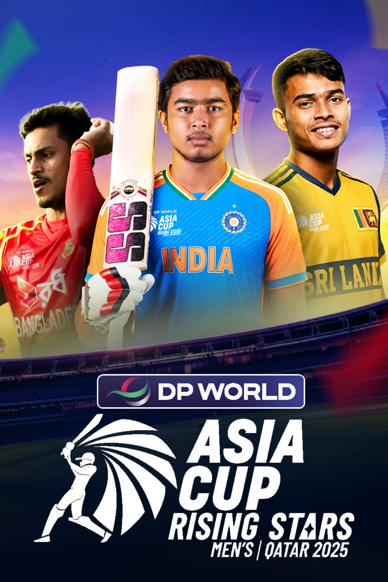 Acc asia cup rising stars 2025 cricket vertical banner