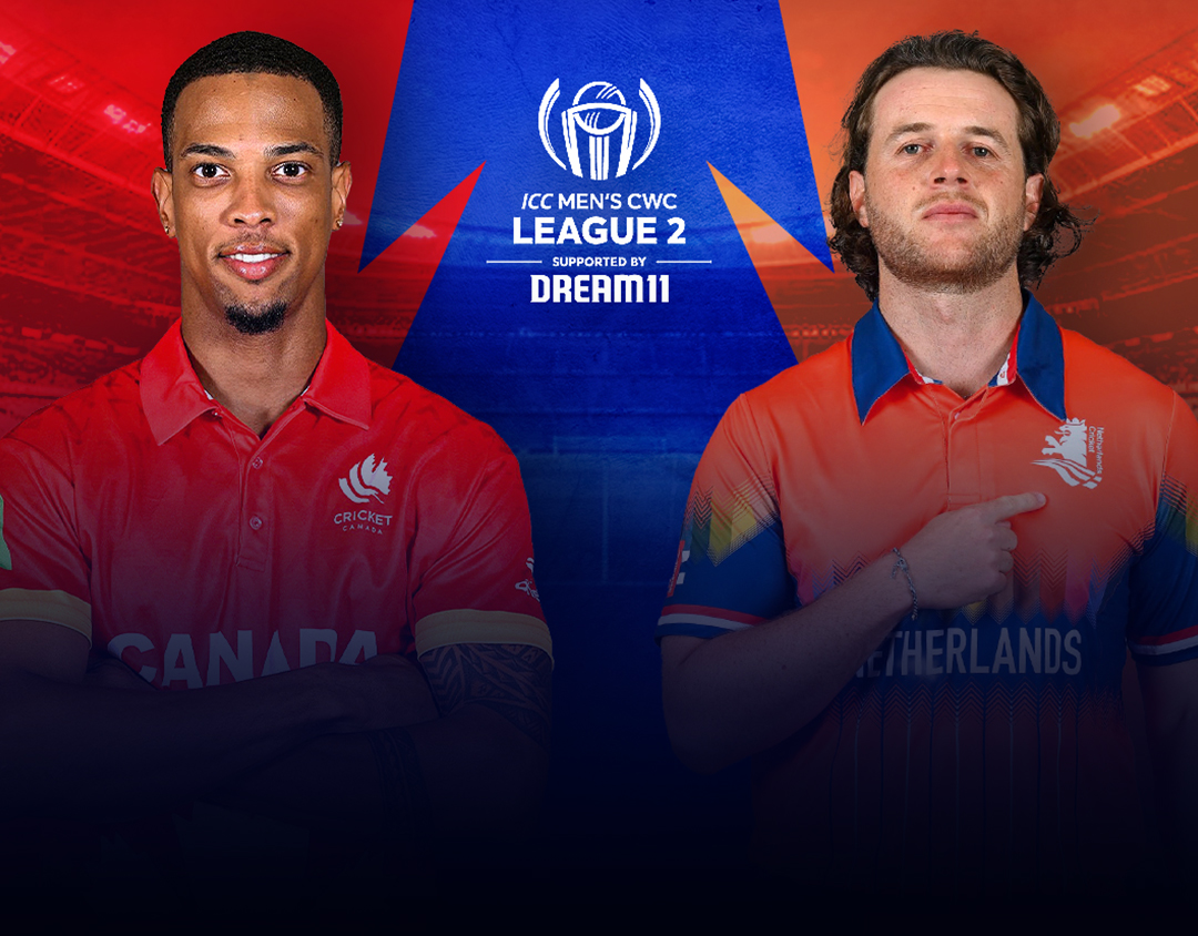 Match 58 of icc cwc league 2, 2023-27: canada vs netherlands banner
