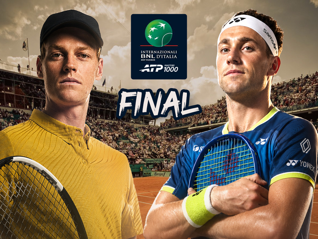 Finals: j. Sinner vs c. Ruud of atp masters internazionali bnl d'italia 2026 banner