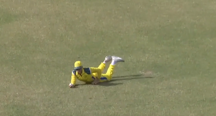 SINGLE-HANDED SCREAMER! Gardner dives to dismiss Claxton