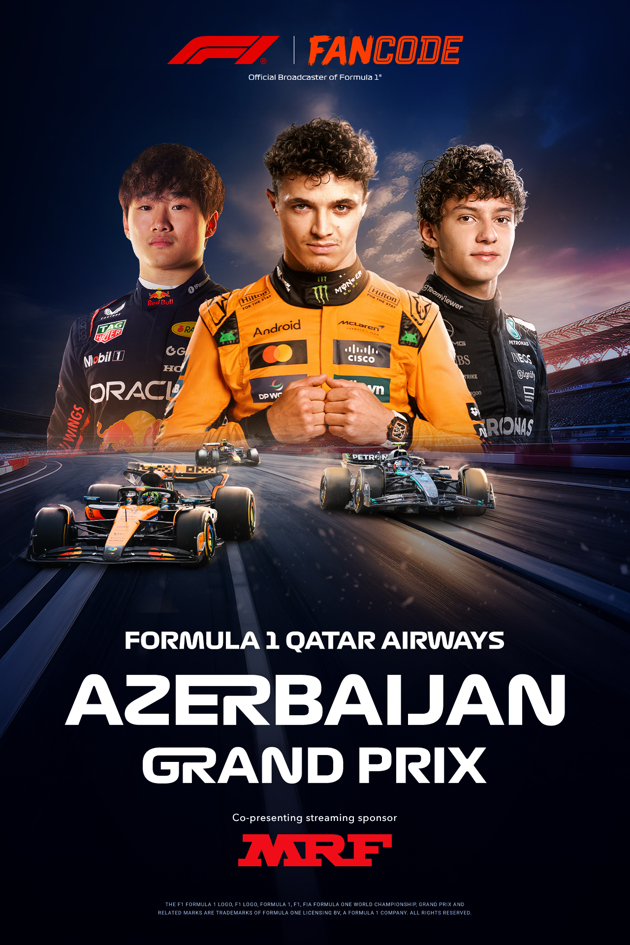 F1 qatar airways azerbaijan grand prix 2025 formula1 vertical banner
