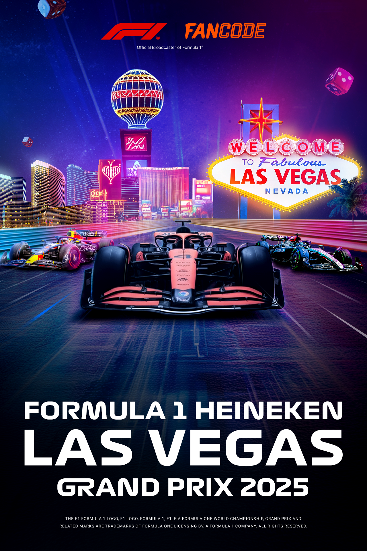 F1 heineken las vegas grand prix 2025 formula1 vertical banner
