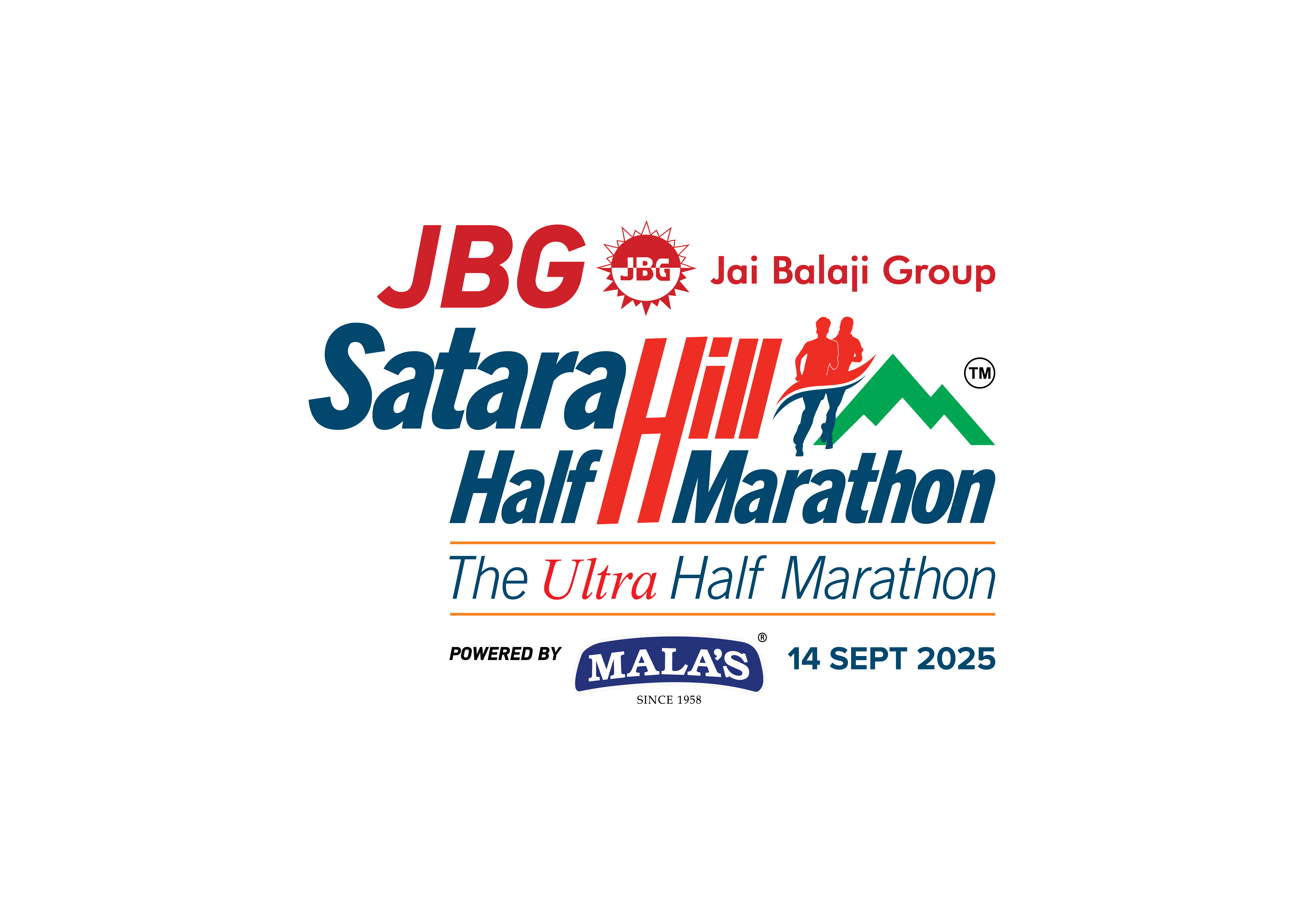 Jbg satara hill half marathon powered by mala's logo