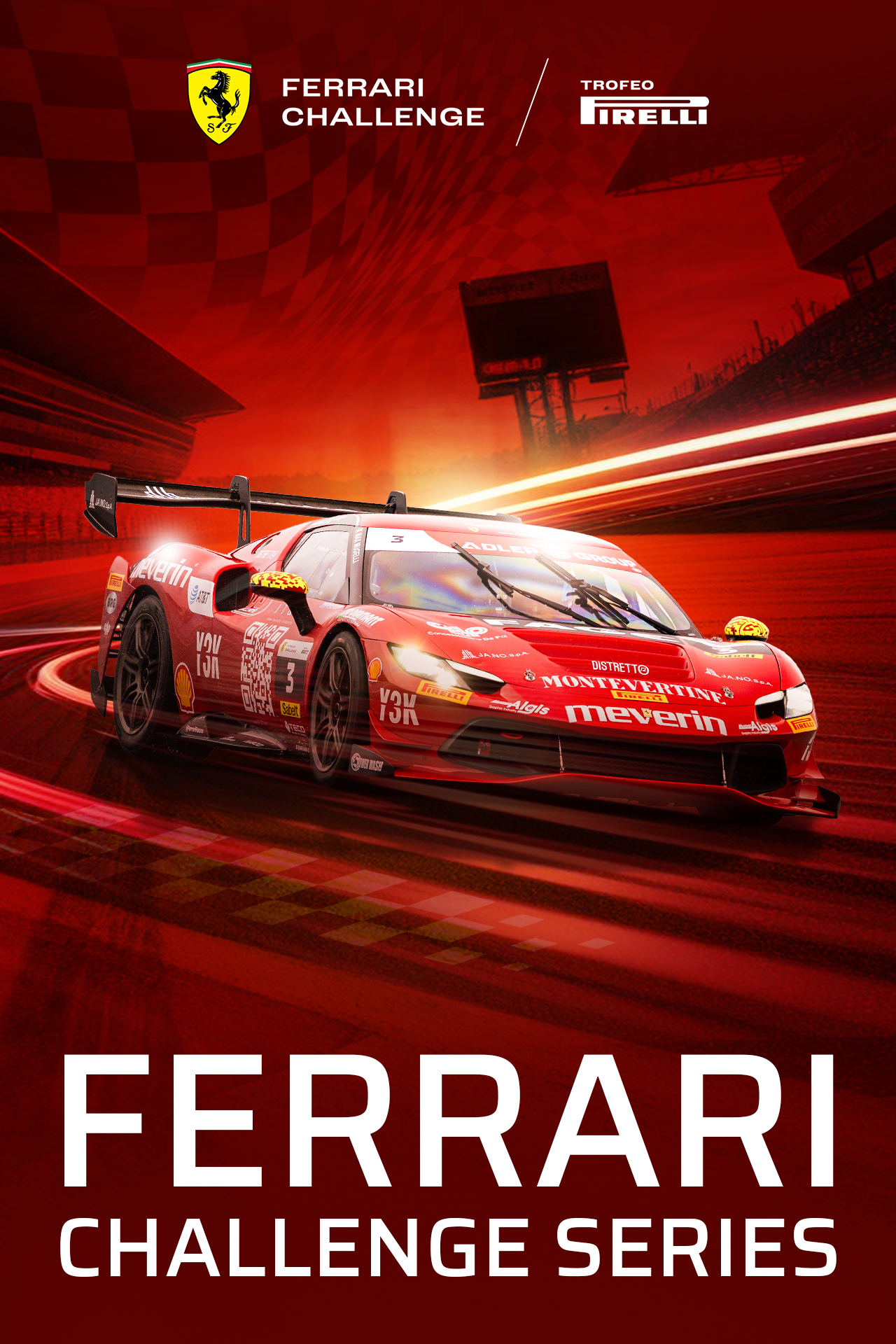 Ferrari challenge series 2026 motorsports vertical banner