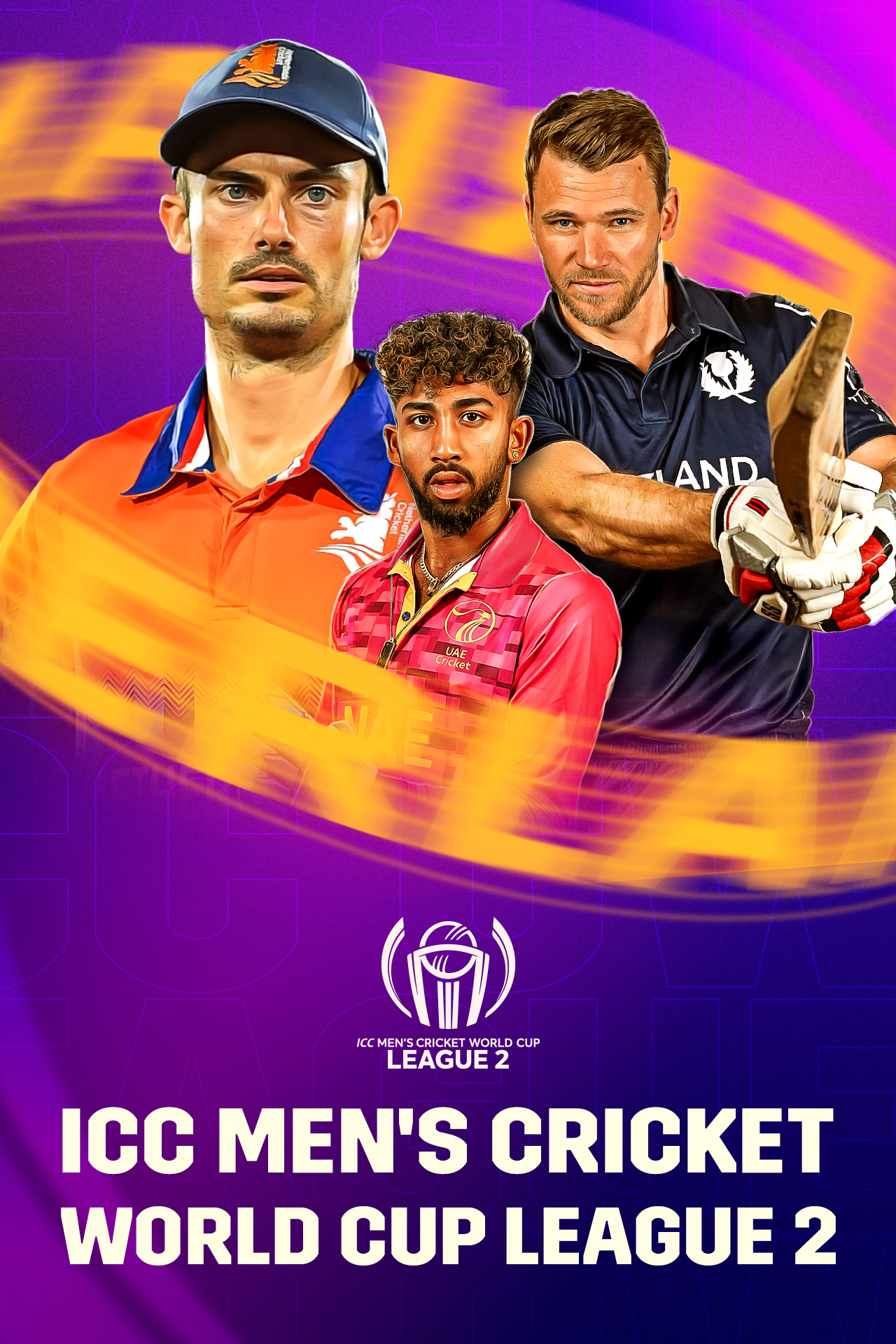Icc cwc league 2, 2023-27 cricket vertical banner