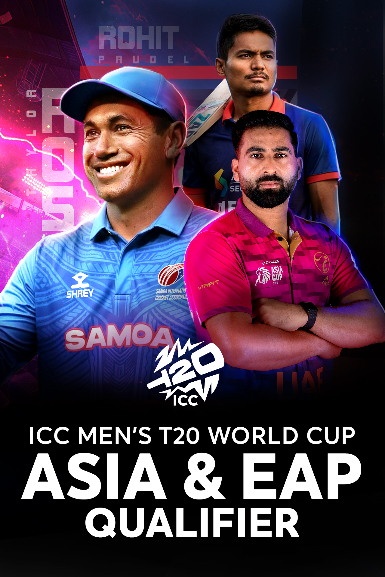Icc men’s t20 world cup asia & eap qualifier, 2025 cricket vertical banner