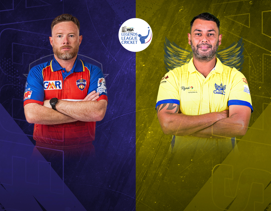 Match #23 of legends league cricket, 2024: india capitals vs toyam hyderabad banner