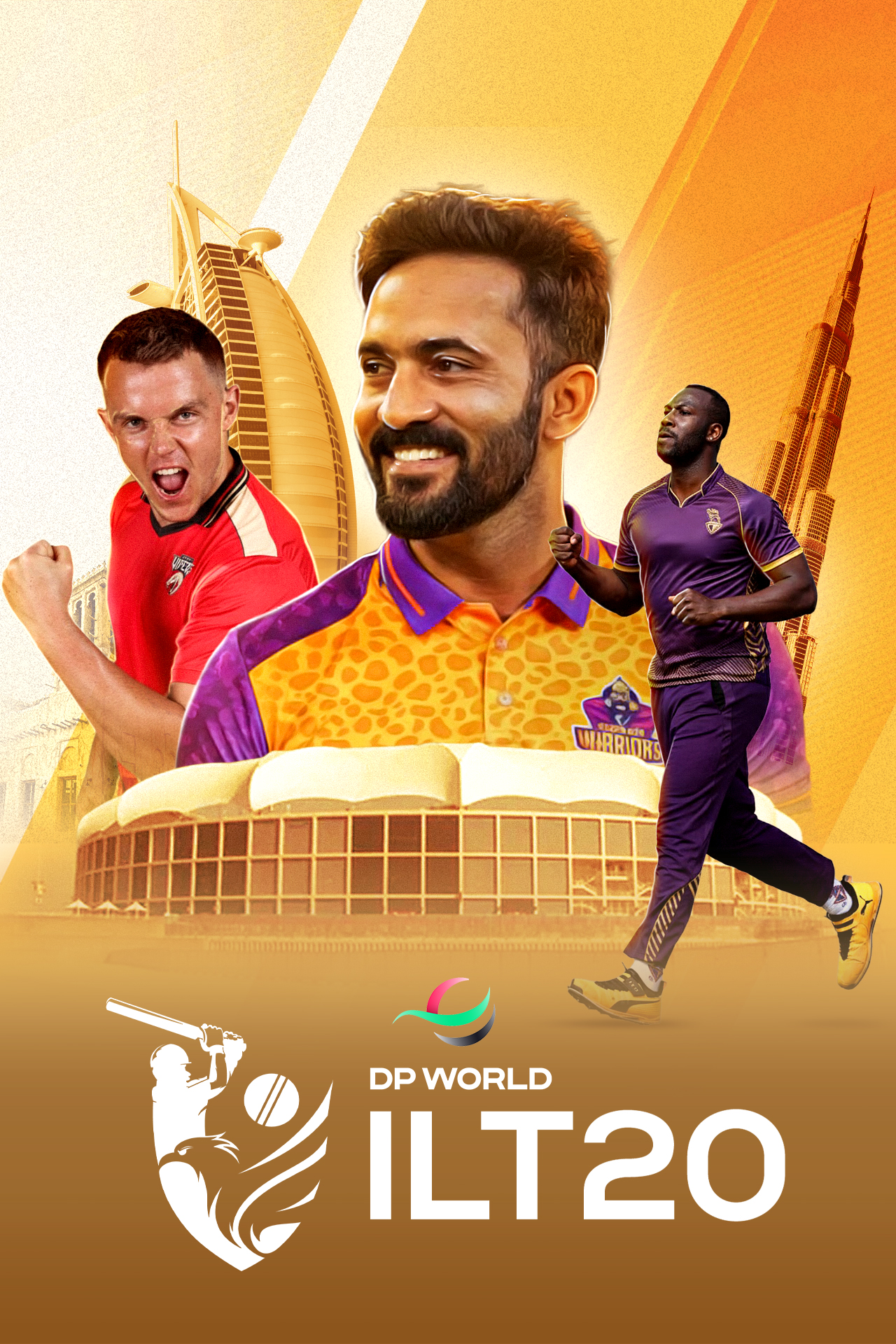 Dp world ilt20 2025-26 cricket vertical banner