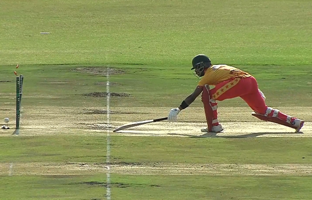 SHARP! Fareed Ahmad got the better of Dion Myers with a direct-hit