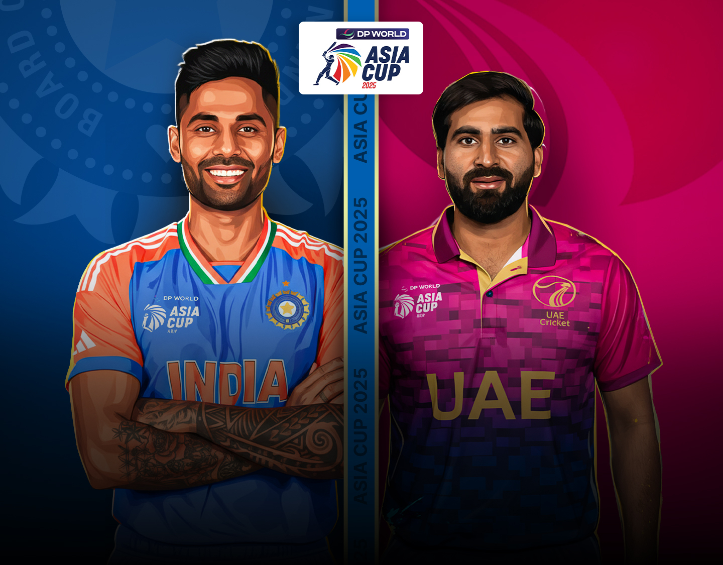 Match 2 of asia cup, 2025: india vs united arab emirates banner