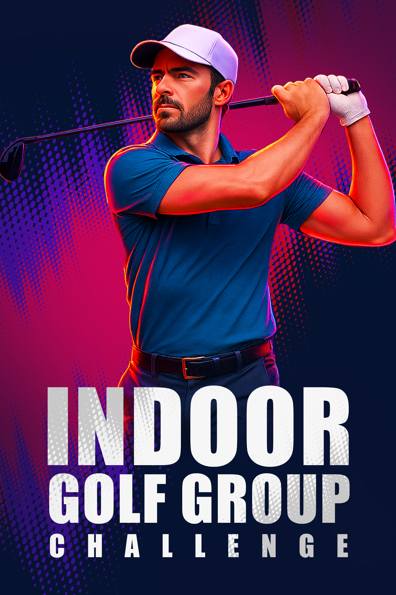 Indoor golf group challenge golf vertical banner