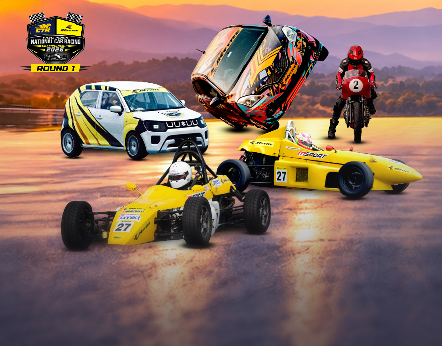 Race day of jk tyre motorsport 2026 banner