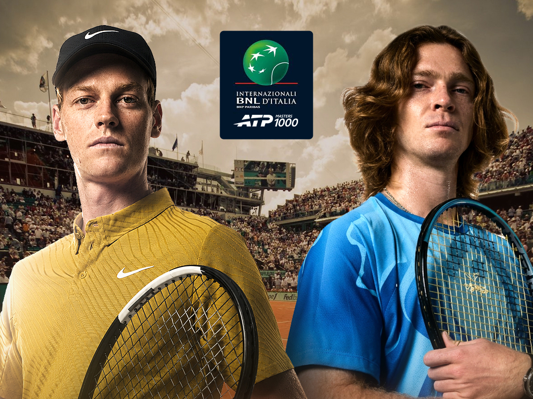 Qf: j. Sinner vs a. Rublev of atp masters internazionali bnl d'italia 2026 banner