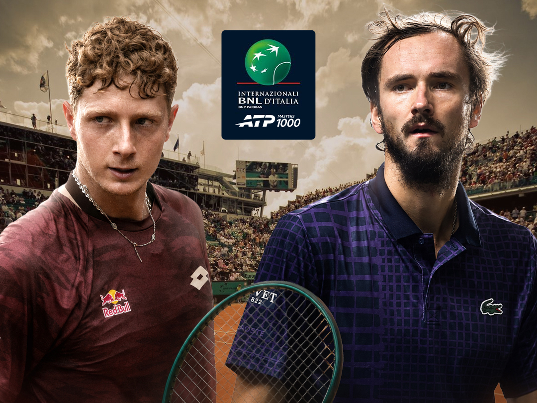 Qf: m. Landaluce vs d. Medvedev of atp masters internazionali bnl d'italia 2026 banner