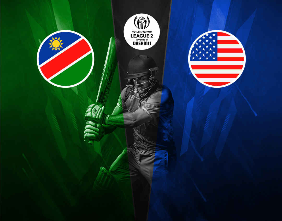 Match 52 of icc cwc league 2, 2023-27: namibia vs usa banner