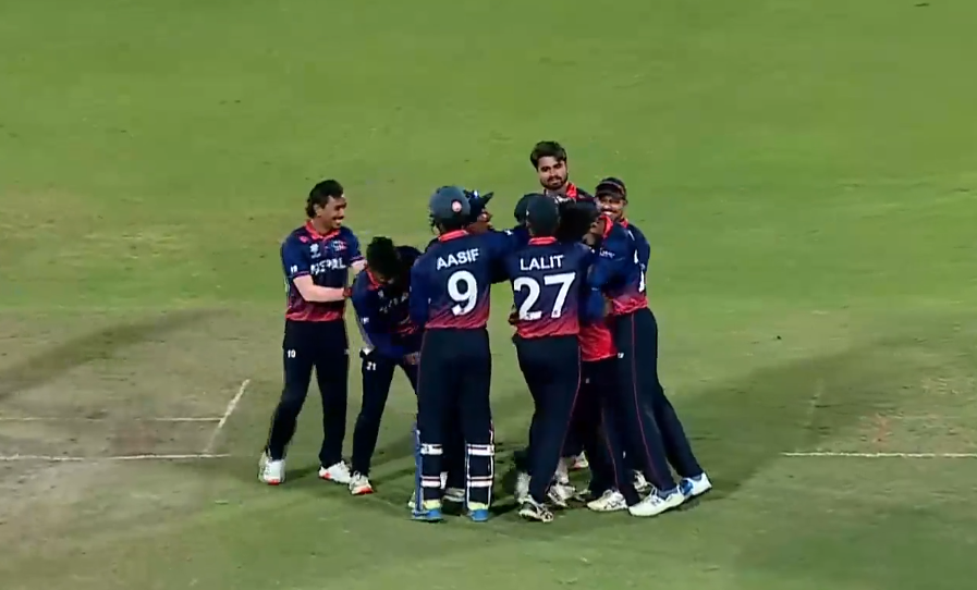 Edge-of-the-seat over! Three wickets in three balls gave Nepal victory