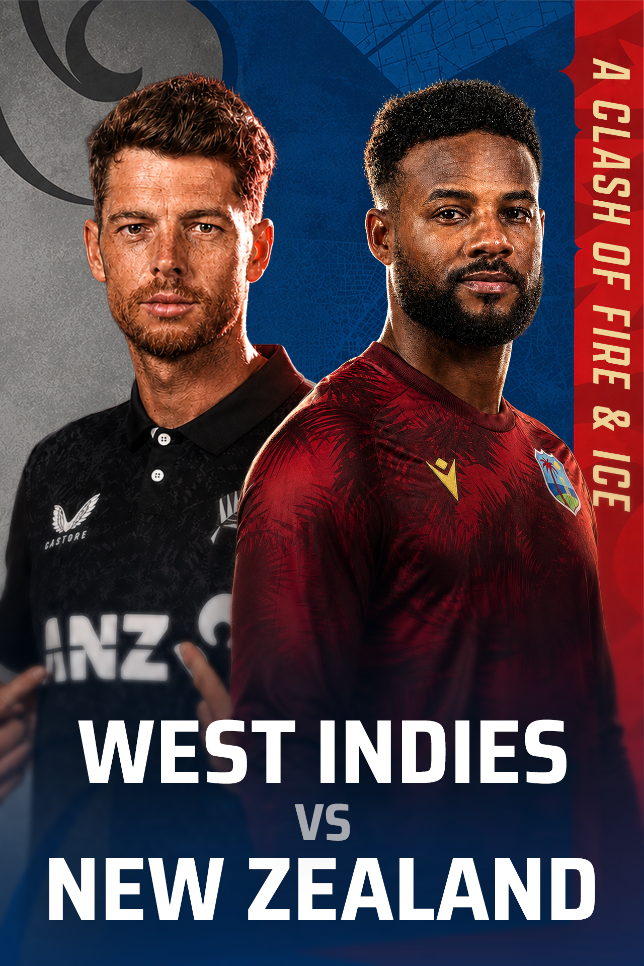 New zealand tour of west indies, 2026 cricket vertical banner