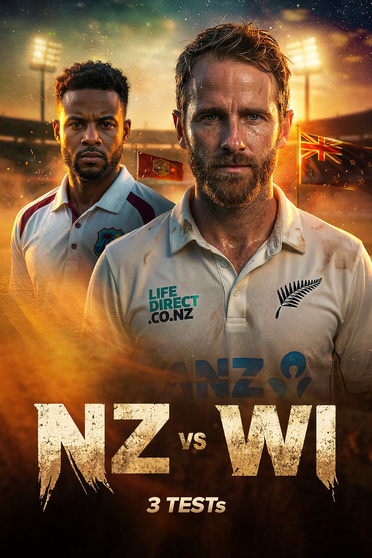 West indies tour of new zealand, 2025 cricket vertical banner