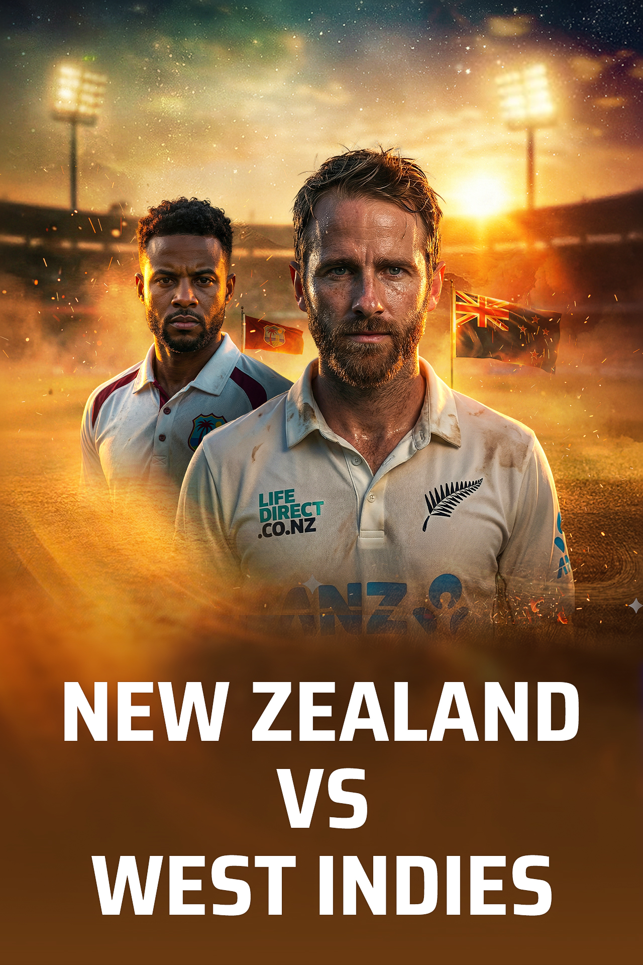 West indies tour of new zealand, 2025 cricket vertical banner