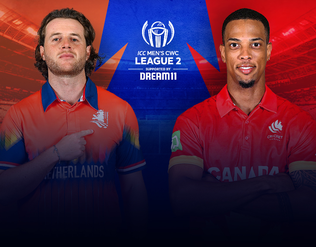 Match 55 of icc cwc league 2, 2023-27: netherlands vs canada banner